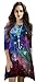 Casual Knee-length Lose Fit Tunic Dress for Women Print Corlorful Cosmic Galaxy, One Size