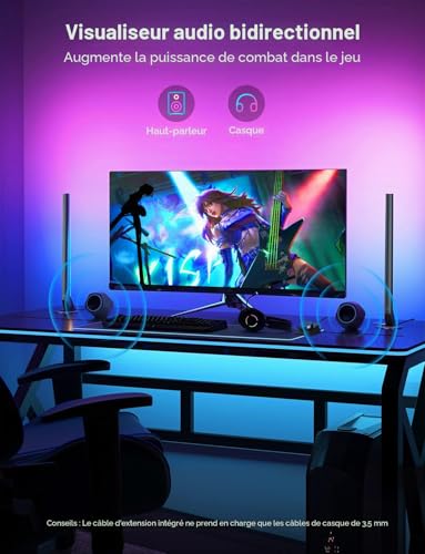 Govee RGBIC 42 cm Gaming Lightbar for PC with Desktop Controller, Sync Music for TV and Monitor, 60+ Scene Modes, Compatible with Alexa and Google Assistant, APP Control