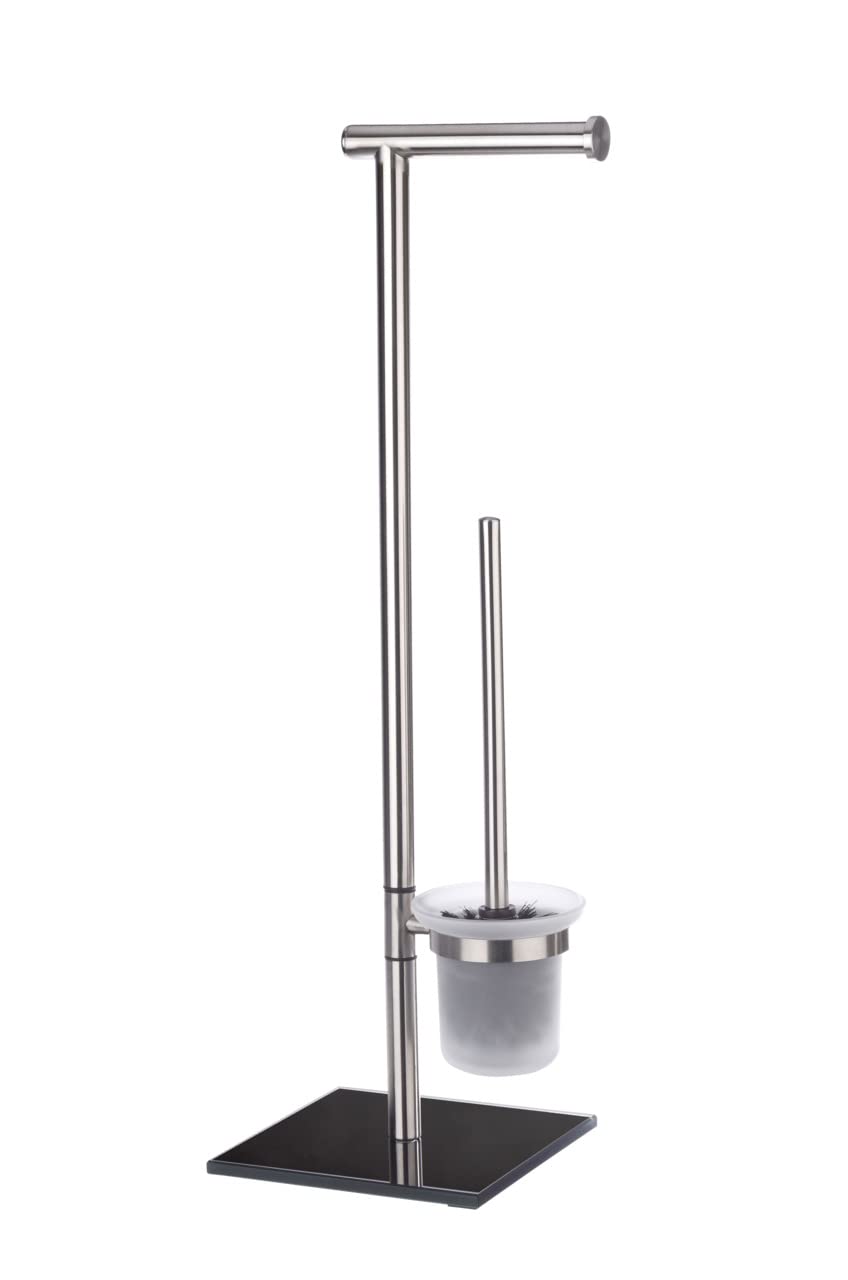 WENKO 20391100 -standing toilet brush Lima - Stainless steel, 23.5 x 69 x 20 cm
