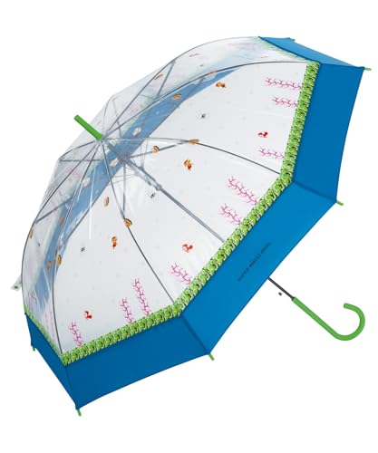 Wpc. ビニール傘 スーパーマリオブラザーズ レディース 雨傘 長傘 長く使える 大きい かわいい PT-ND01-001 水中 ドットブルー
