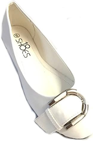 Womens Faux Leather Ballerina Ballet Flats Shoes W/Buckle 4 Colors