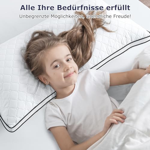 Slybear Pillow 40 x 80 cm, Set of 2, Orthopaedic Side Sleeper Pillow with Premium Filling, Breathable Neck Pillow, Sleeping, Seat, Bed, Sofa Cushion for Allergy Sufferers, Soft and Supportive Washable