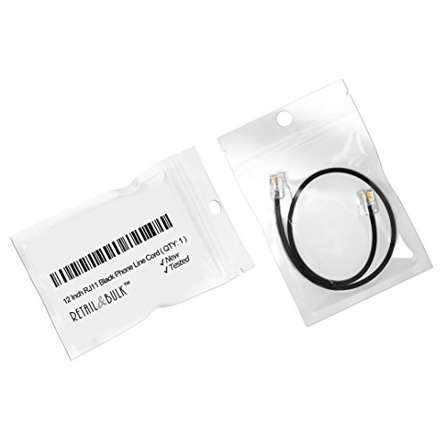 image for RetailAndBulk 12 Inch Premium Quality Telephone Cable, RJ11 Male to Ma