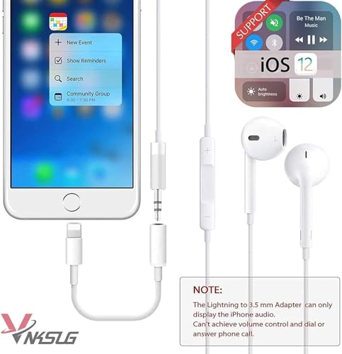[Apple MFi Certified] iPhone 3.5mm Headphone Jack Adapter,2 Pack for Apple Lightning to 3.5mm Earphones Jack Adapter Cord Dongle Aux Cable Converter Accessories Compatible with iPhone14 13 12 11/Xs/XR