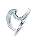 Bamos 925 Sterling Silver Ring Wave Ocean Beach Lab Created white Opal. Silver Ring sizes 5-10