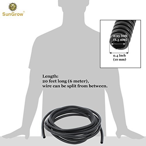 image for SunGrow 20 ft. Long Split Wire Loom Tubing Protect Wires from Rabbits,