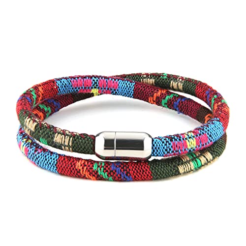 HZMAN Nautical Bracelet for Men Women Bohemian Ethnic Tribal Handmade Braided Rope Summer Beach Surf Wristbands Wrap Bracelets Jewelry Gift (Colorful-1)