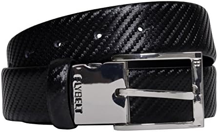 Flybelt Carbon Fiber Embossed Leather Belt (44US / 115EU, Black)