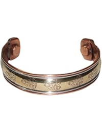 Peaceful Buddha Gift Magnetic Copper Cuff Bracelet 3 Metal Healing Grounding