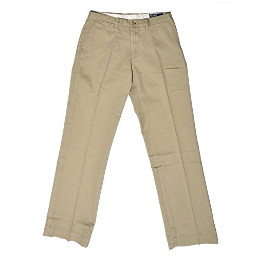 Polo Ralph Lauren Mens Classic Fit Flat Front Chino (Hudson Tan, 34x32)