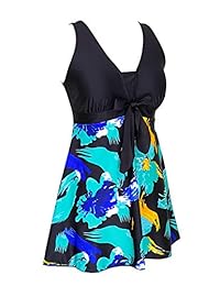 Bañador para dama, diseño floral Tankini Tummy Control con camiseta de tirantes