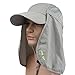 YCHY Folding Fishing Hat 360° Solar Protection UPF 50+ Unisex Flat Sun Caps Removable Neck&Face Flap Cover Hats for Hiking,Fishing,Hunting,Backpacking,Cycling, Camping,Outdoor Sports (Light Grey)