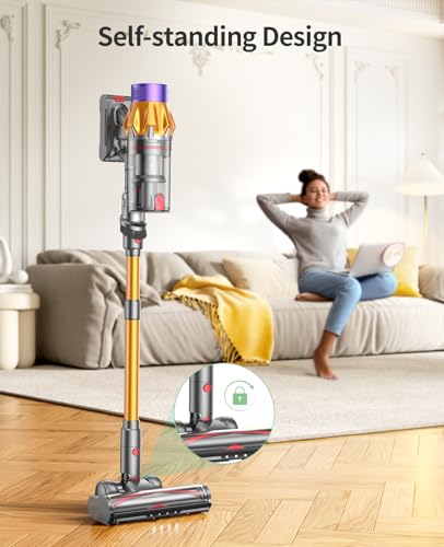 Cordless Vacuum Cleaner, 650W 55KPA 70Mins Cordless Stick Vacuum Cleaner with Self-Standing, Touch Screen, Anti-tangle Vacuum Cordless, Vacuum Cleaners for Home,Carpets,Hardwood,Pet Hair(X7A Pro)