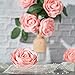 Meiliy 40pcs Artificial Flowers Blush Pink Roses Real Looking Foam Roses Bulk w/Stem for DIY Wedding Bouquets Boutonnieres Corsages Centerpieces Wreath Supplies Cake Flower Decorations