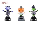 URToys 3Pcs Desk Dancing Solar Toy Pumpkin &Witch& Ghost Doll Solar Powered Toys Dashboard For Car Oranment Office Desk Home Decor Novelty Solar Kids Halloween Supplies Toy