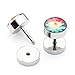 PiercingJ ❤Valentines Gifts 12pcs 16G Stainless Steel Stud Barbell Earrings Fake Cheater Illusion Plug Gauge 0G Look