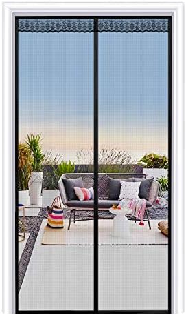 Joypea Magnetic Screen Door Fits Door Size up to 38"x83"(M) with Durable Fiberglass Double Door Screen Mesh Curtain and Full Frame Hook Loop