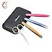 Soobest Eyebrow Tweezers Set and Scissors with Leather Carry Case, 4 Pcs Stainless Steel Eyebrow Tweezer Kit with Brow Trimmer Scissors, Precision Slant Tweezers