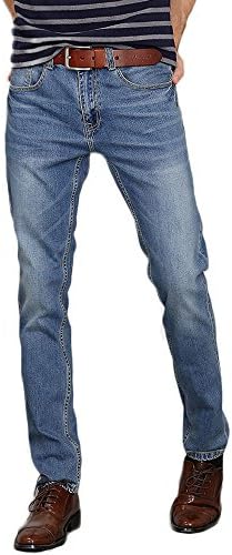 2017 New Men's Cotton jeans feet 33W42L Sky blue