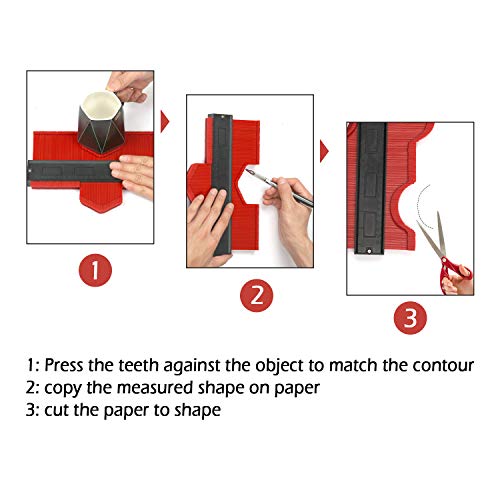 Contour Gauge Duplicator Faminess 2Pack Wider Irregular Shape Copying Ultimate Template Tool,Profile Gauges Plastic Contour Duplications Gauge Copy Irregular Shapes Measuring for Corners and Contoured