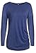 Anicco Womens Long Sleeve Casual Round Neck Loose Tunic Top Blouse T-Shirt Dark Blue-XXL