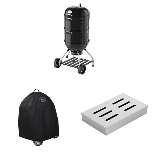 RÖSLE 25009 Watersmoker, Smoker No.1 F50-S, schwarz, 69 x 68 x 136 cm + Abdeckhaube + Räucherbox