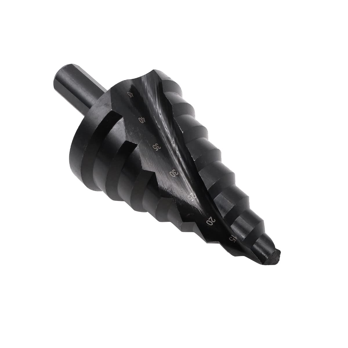 ZONADAH Spiral Nitriding Step Drill Bit Titanium Plated Multi Hole Cutter 10mm-45mm Total 8 Step Sizes Hole Cutting, Enlarge, Metal Sheet, PCV, Woodworking