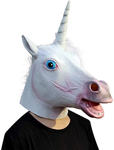 Original Cup - Latex Mask Unicorn Head - Hole Eyes to See Easily - Fake Mane