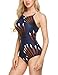 Pehie Womens One Piece High Neck Padded Bikini Monokini Back Lace Up Halter Swimsuits