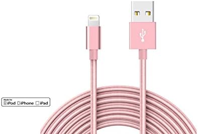 BigKat LLC Apple Certified Lightning to USB Cable - 6 Feet (2 Meters) - Braided Nylon- Rose Gold / Pink