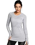 CRZ YOGA Women's Active Long Sleeve Sports Running Tee Top Seamless Leisure T-Shirt Heather Grey M (8-10)