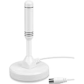 HDTV Antenna - August DTA240 - Portable Indoor/Outdoor Digital TV Antenna with Magnetic Base, 50-Mile Range, and 6.5ft Coaxia