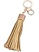ZOONAI Women Leather Tassels Keychain Car Circle Key Rings Gift Bag Hanging Buckle (Golden)