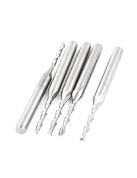 Uxcell 3.175 x 1.5 x 12 mm 2 flauta espiral End Mills Brocas de vástago recto 5 Pcs