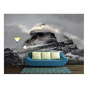 Landscape with Sea of Clouds Over Rocky Mountain - Removable Wall Mural | Self-Adhesive Large Wallpaper - 66x96 inches