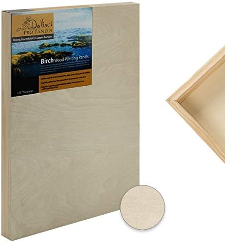 Da Vinci Pro Birch Wood Panel 7/8" Deep – 12x12 Single Panel - Fine Textured, Warp Resistant, Lightweight & Rigid – Perfect for Mounting Sanded Pastel or Watercolor Paper, Linen or Canvas
