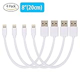 InkoTimes Short Lightning Cable 8 Inch, USB Charge and Sync Cord for Apple Device [4 Pack] (White)