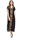 Milumia Women's Bohemian Floral Embroidery Split Maxi Dress Cover Ups Black M