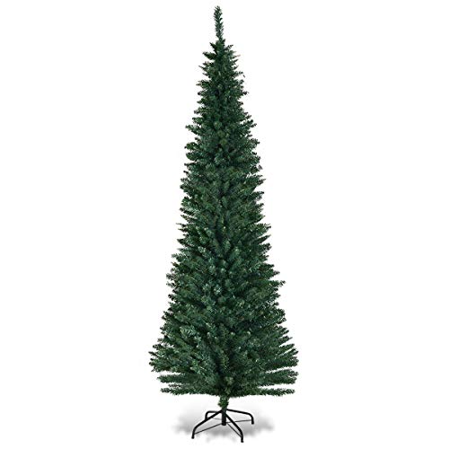 Goplus Artificial Pencil Christmas Tree PVC Slim Tree w/Sturdy Metal