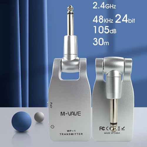 M-VAVE VEDO Sistema Sem Fio Profissional 2.4GHz para Guitarra e Baixo - Transmissão Digital 24bit/48KHz, Baixa Latência (<12ms), Alcance de 30m Bateria Recarregável 7.5h Compatível com Amplificadores
