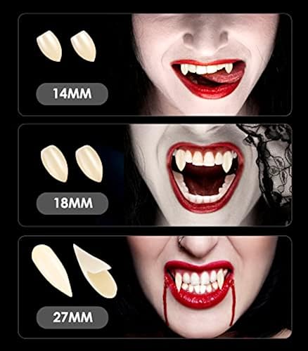 4 Paires De Crocs De Vampire - Tailles 13, 15, 17, 19 Mm - Accessoire Halloween Cosplay - Résine Sûre - Boîte Transparente