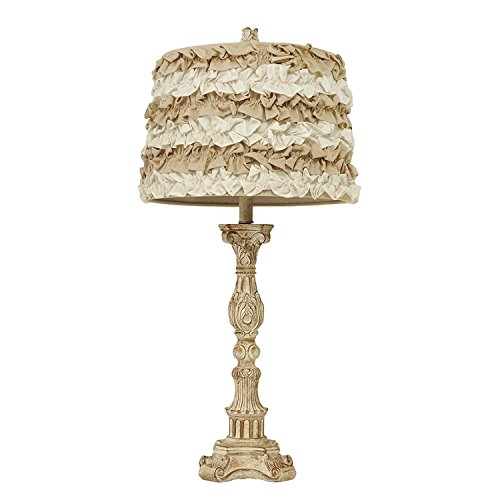 Fancy Whitewash Candlestick Table Lamp - Head Desk Lamp, Bedroom Bedside Lamp - Reading Lights - Study Lamp - Nightstand Lamp - Living Room Lamp - Girl's Room Lamp