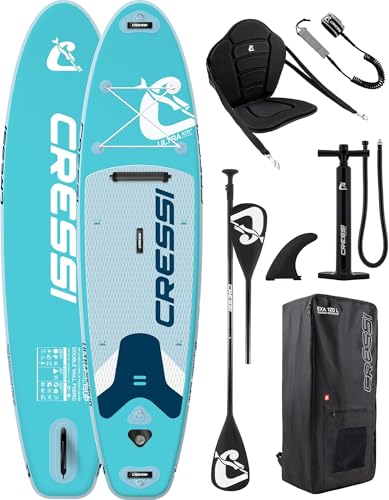 CRESSI seit 1946 - Ultra Isup Kayak Set - Aufblasbares SUP Board mit Sitz Erwachsene Große Stabilität Strapazierfähigkeit Komplett Zubehör Paddel Flos