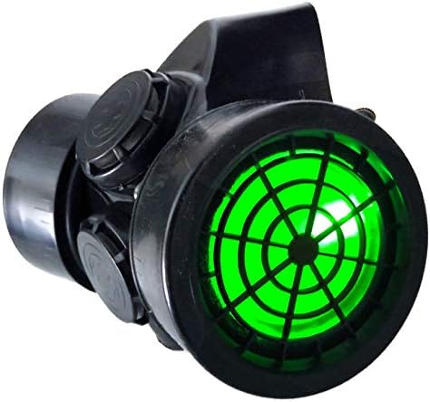 TrYptiX Men's LED Black Framed Steampunk Gas Mask (One Size, Green Lights W/ Dust Filters)