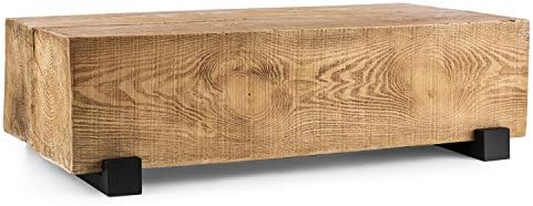 Blumfeldt Blockhouse Lounge Beam Table Garde Timber Table 120 x 30 x 60 cm 200 kg Load Capacity For Indoor and Outdoor Light Weight Designed of 2 Solid Wooden Beam Rectangles MgO Cement