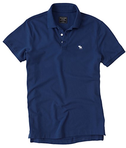 Abercrombie Men s Stretch Signature Fit Icon Polo Shirt Tee (Small, Dark Blue)