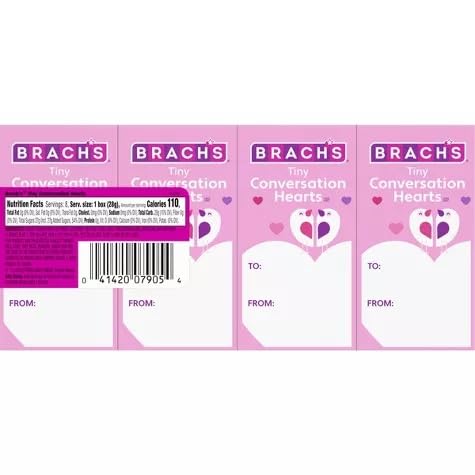 BRACH’S TINY CONVERSATION HEARTS “TO/FROM” BOXES, 1.0OZ, VALENTINE’S CANDY, 4 INDIVIDUALLY WRAPPED PACKS