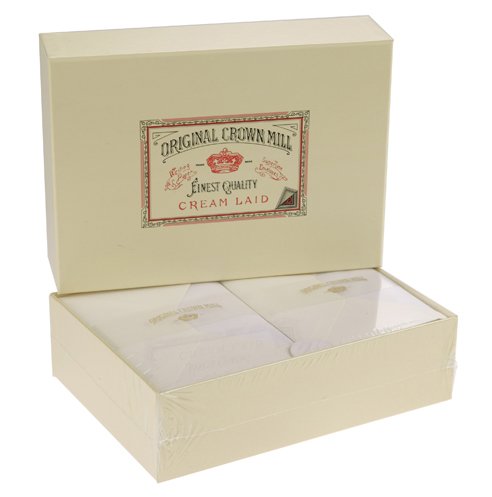 Original Crown Mill Luxury A5 Laid Paper Writing Box Set with C6 Lined Envelopes - Grey (Pack of 100 Sheets) 11537