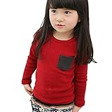 Weixinbuy Toddler Kid Cotton Long Sleeve Pocket Pullover Shirt Top