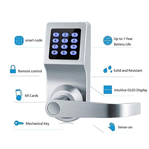 XINDA Smart Door Lock and Deadbolt in Satin Nickel with Keypad, RFID